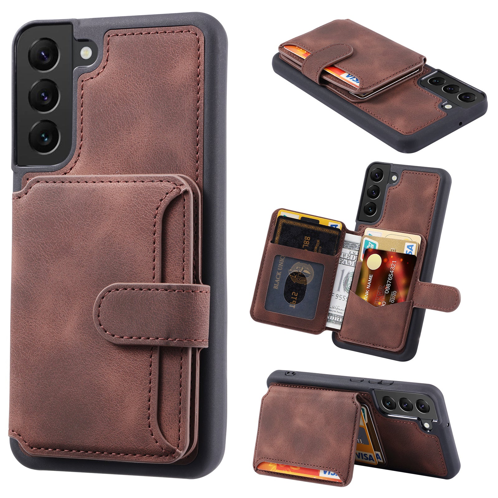 For Samsung Galaxy S23 RFID Blocking Wallet Phone Case Leather Coated TPU Phone Cover with Kickstand For Samsung Galaxy S23 RFID Blocking Wallet Phone Case Leather Coated TPU Phone Cover with Kickstand